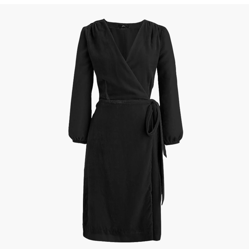 NWT J. Crew Wrap Dress in Drapey Black Velvet